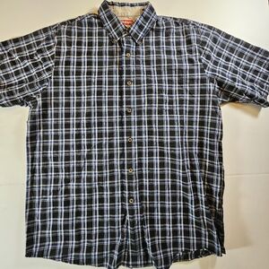 Wrangler Navy and White Plaid Button Down Shirt